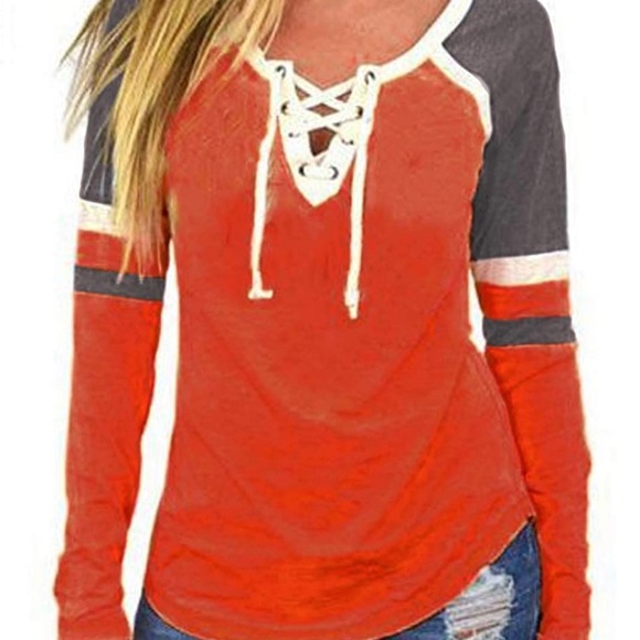 Famuly Tops - Famulily Lace Up Crew Raglan Baseball Shirt